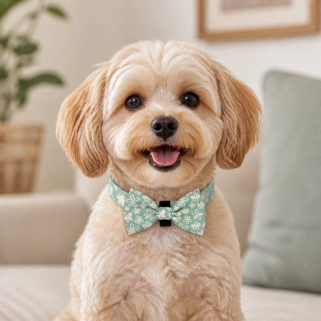 Mint Floral Daisy Bow Tie