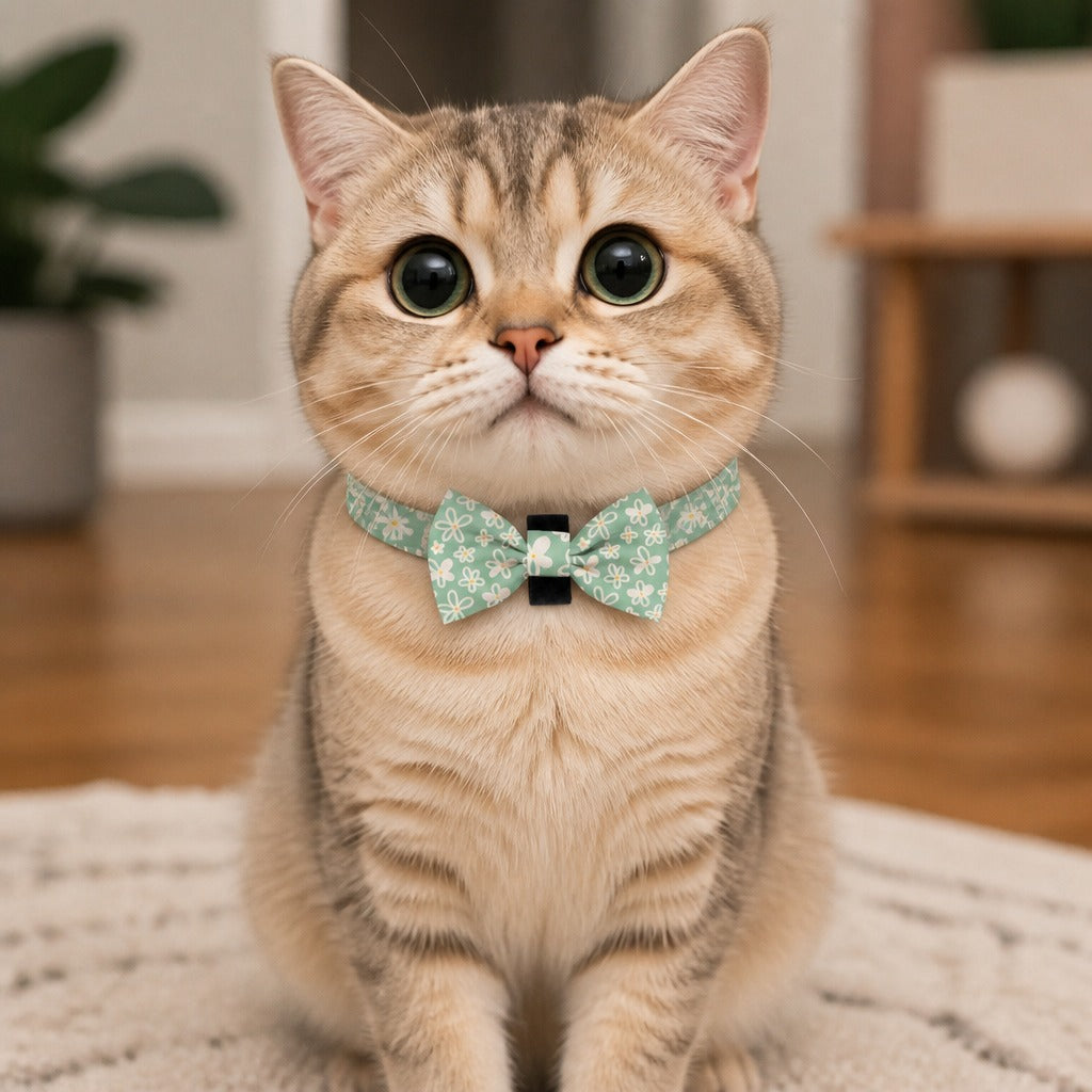 Mint Floral Daisy Bow Tie