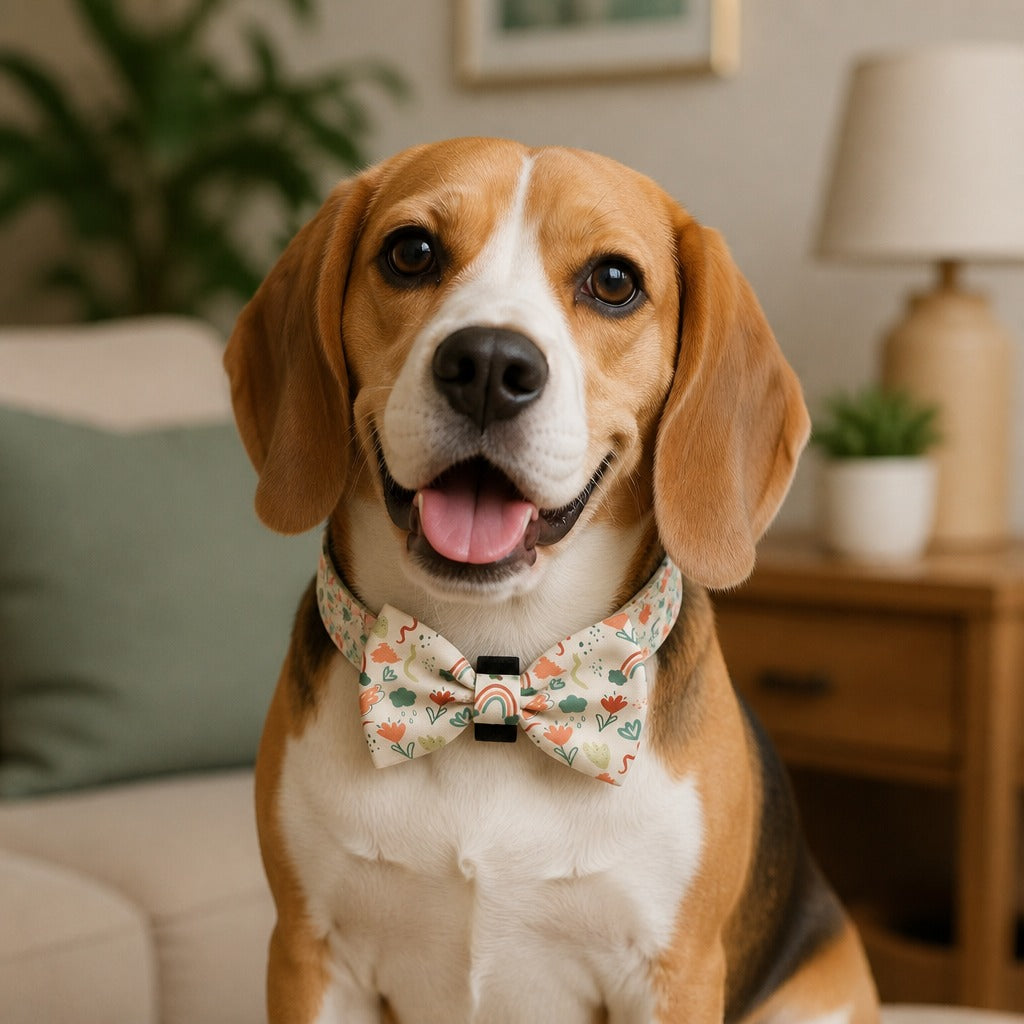 Soft Rainbow & Botanical Bow Tie