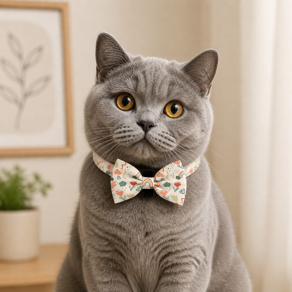 Soft Rainbow & Botanical Bow Tie