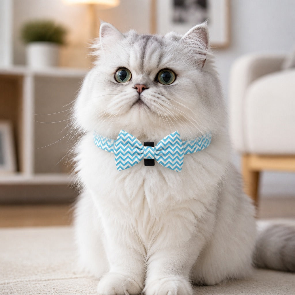 Sky Blue Chevron Bow Tie