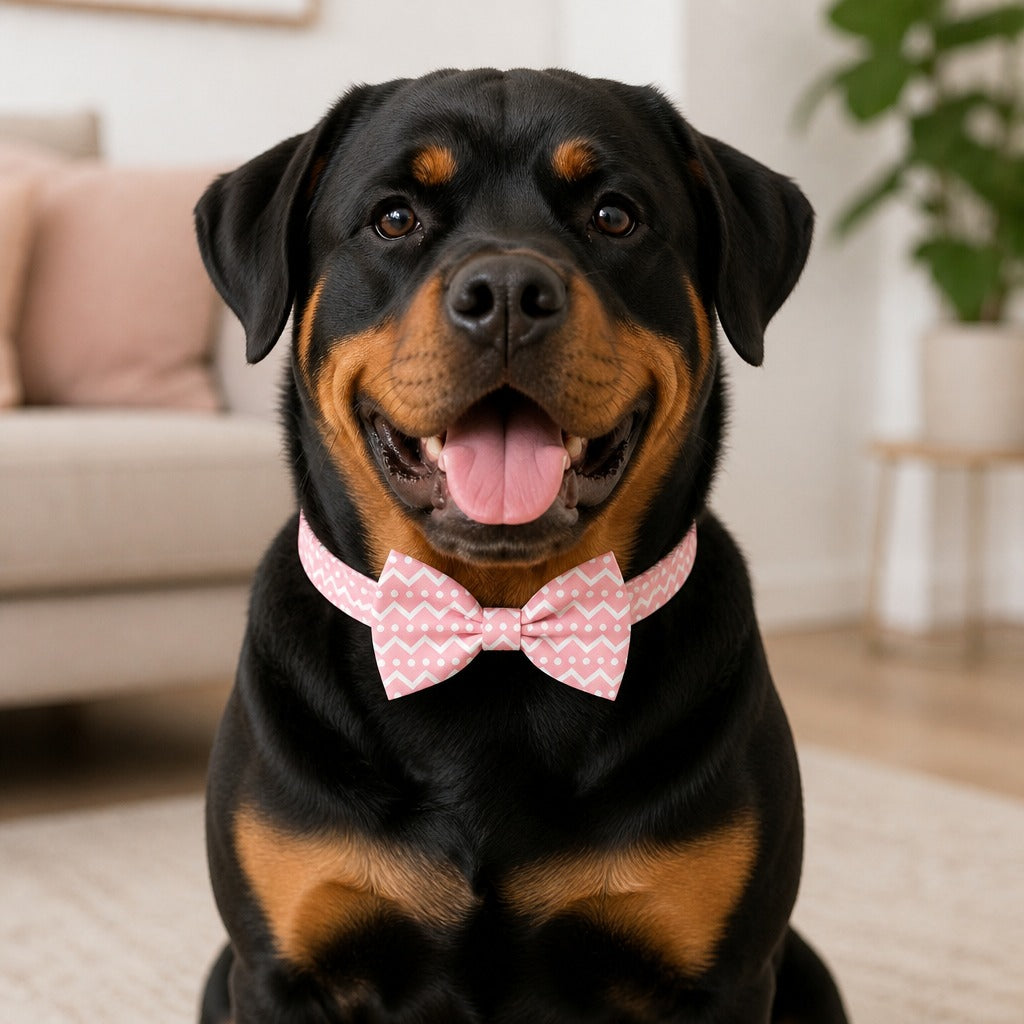 Pink Zig-Zag & Polka Dot Bow Tie