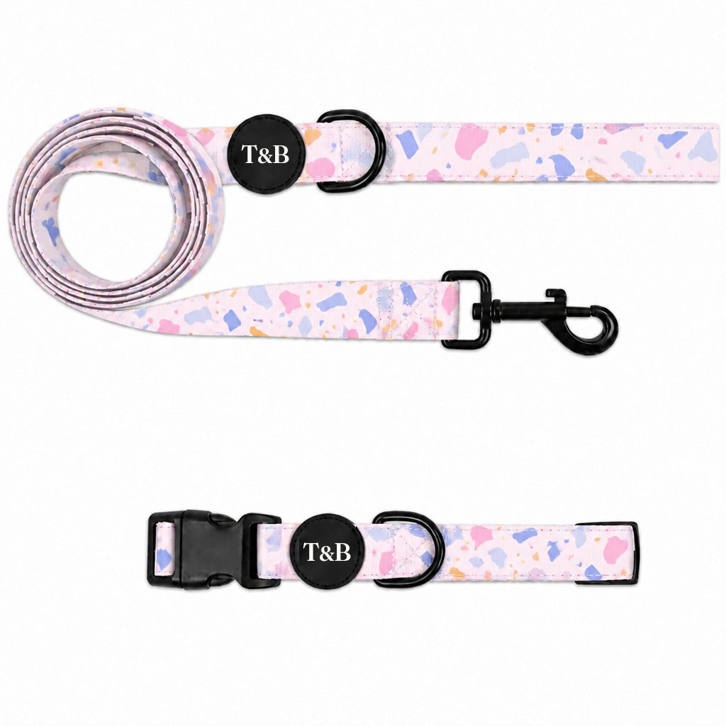 Pink Terrazzo Collar & Lead Bundle