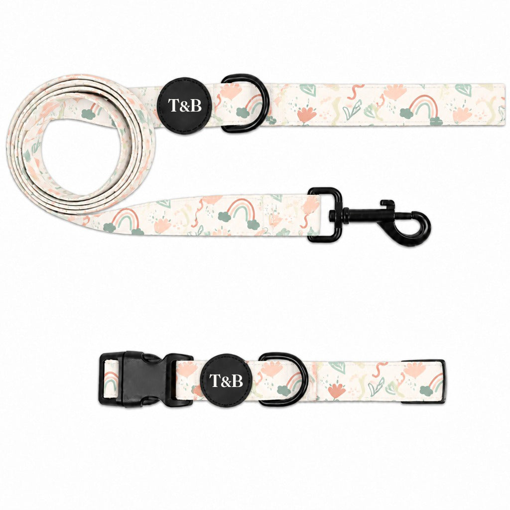 Soft Rainbow & Botanical Collar & Lead Bundle