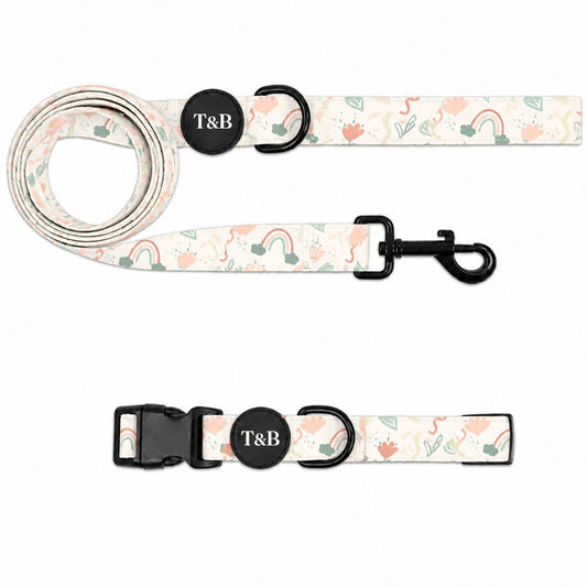 Soft Rainbow & Botanical Collar & Lead Bundle